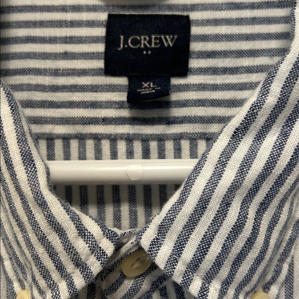 J. CrewFactory Navy and White Striped Button-Up